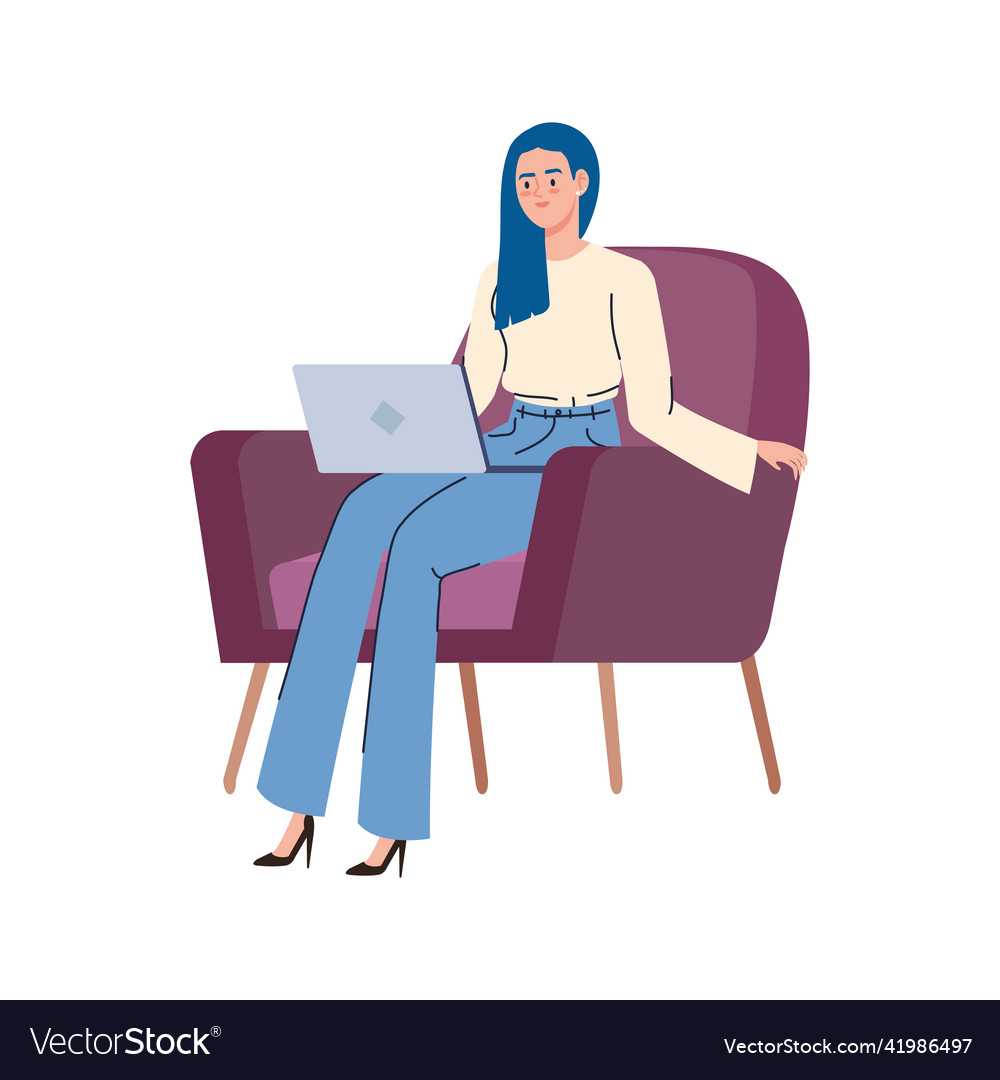 Businesswoman using laptop in sofa