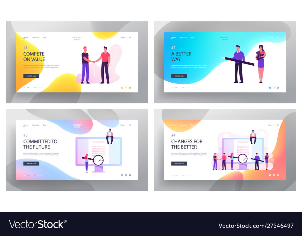 Digital contract signing procedure website landing vector image Digital contract signing procedure website landing