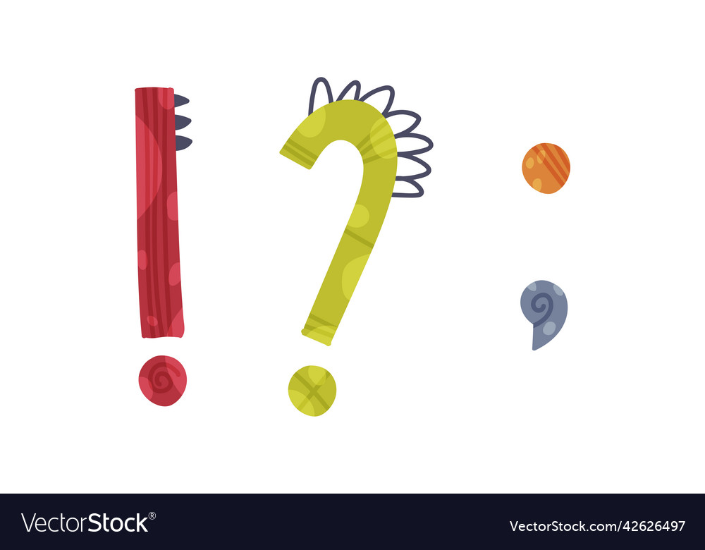 Dino exclamation and question mark with spikes vector image Dino exclamation and question mark with spikes