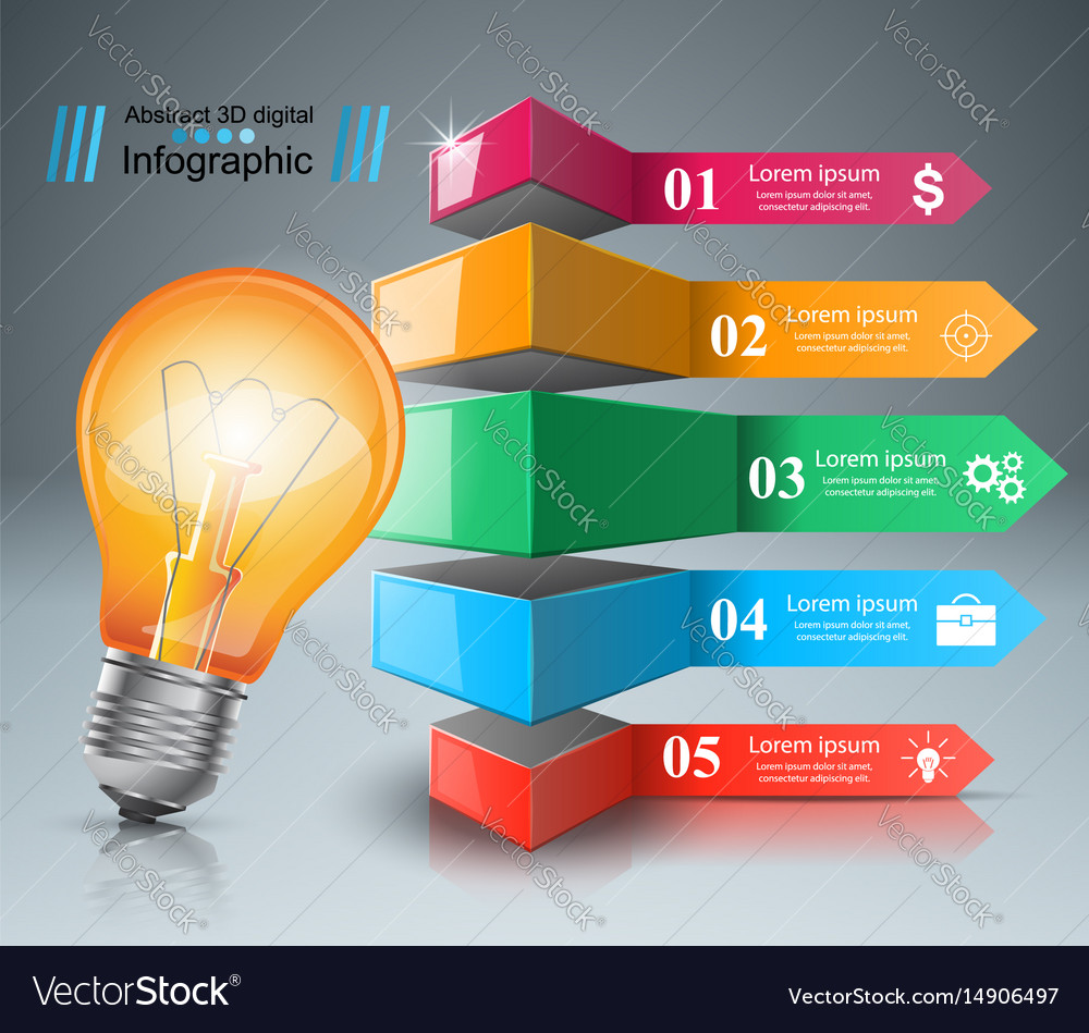 Infographic design bulb light icon Royalty Free Vector Image