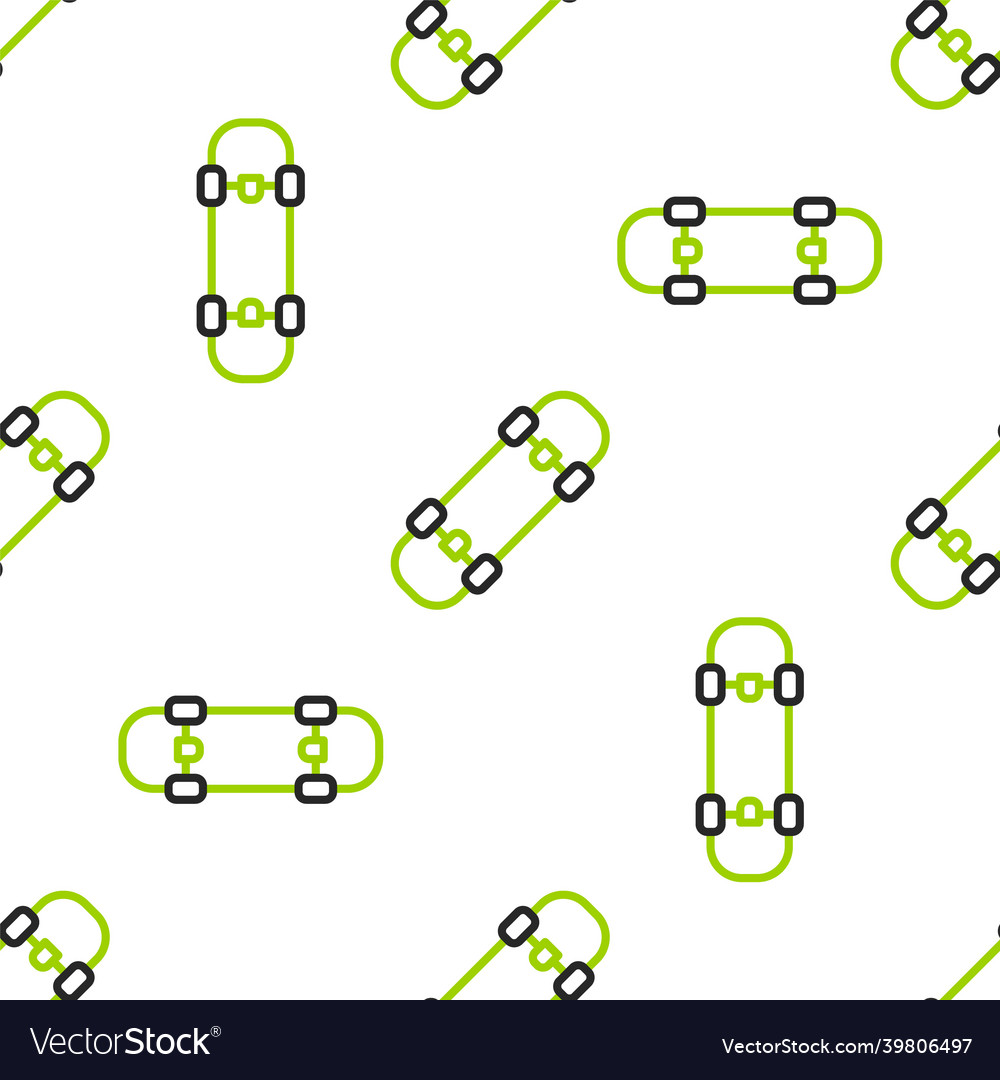 Line skateboard icon isolated seamless pattern vector image Line skateboard icon isolated seamless pattern