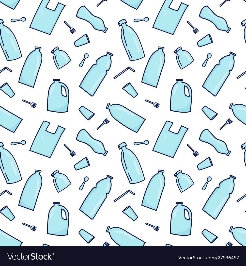 Plastic garbage simless pattern Royalty Free Vector Image