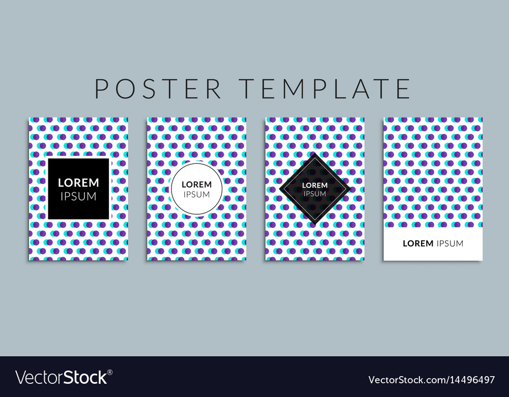 Poster set with green-violet color circle pattern