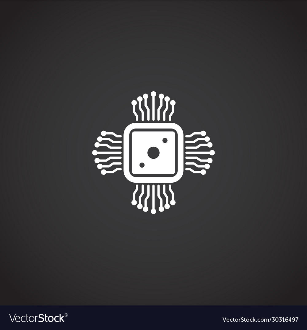 Processor chip related icon on background vector image Processor chip related icon on background