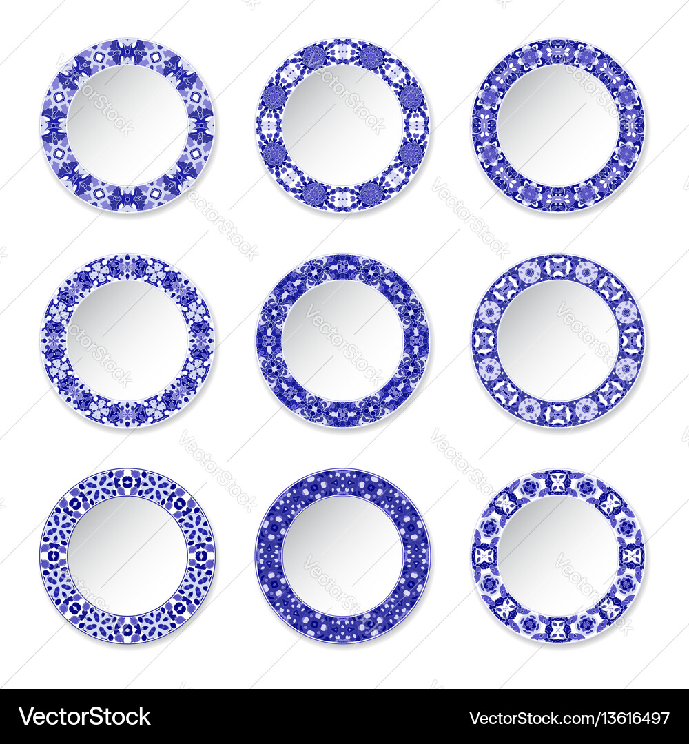 Set of decorative plates Royalty Free Vector Image