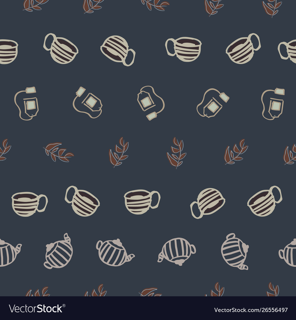 Tea row seamless pattern design Vector Image Tea row seamless pattern design