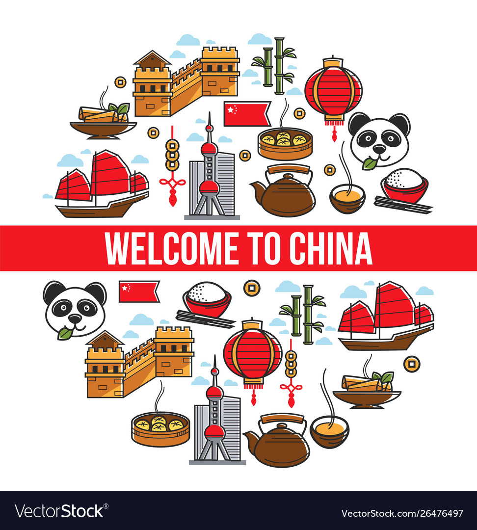 welcome-to-china-chinese-national-symbols-vector-image