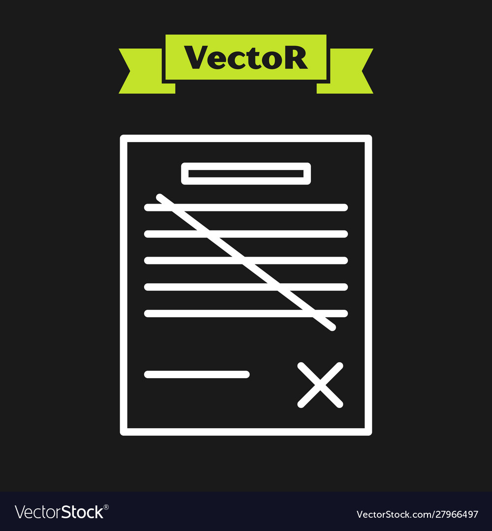 White line delete file document icon isolated vector image White line delete file document icon isolated