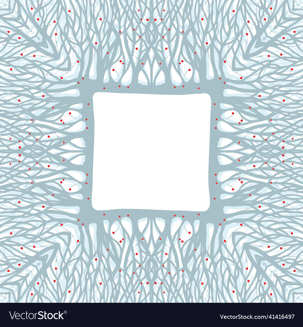 Winter tree with red apples frame