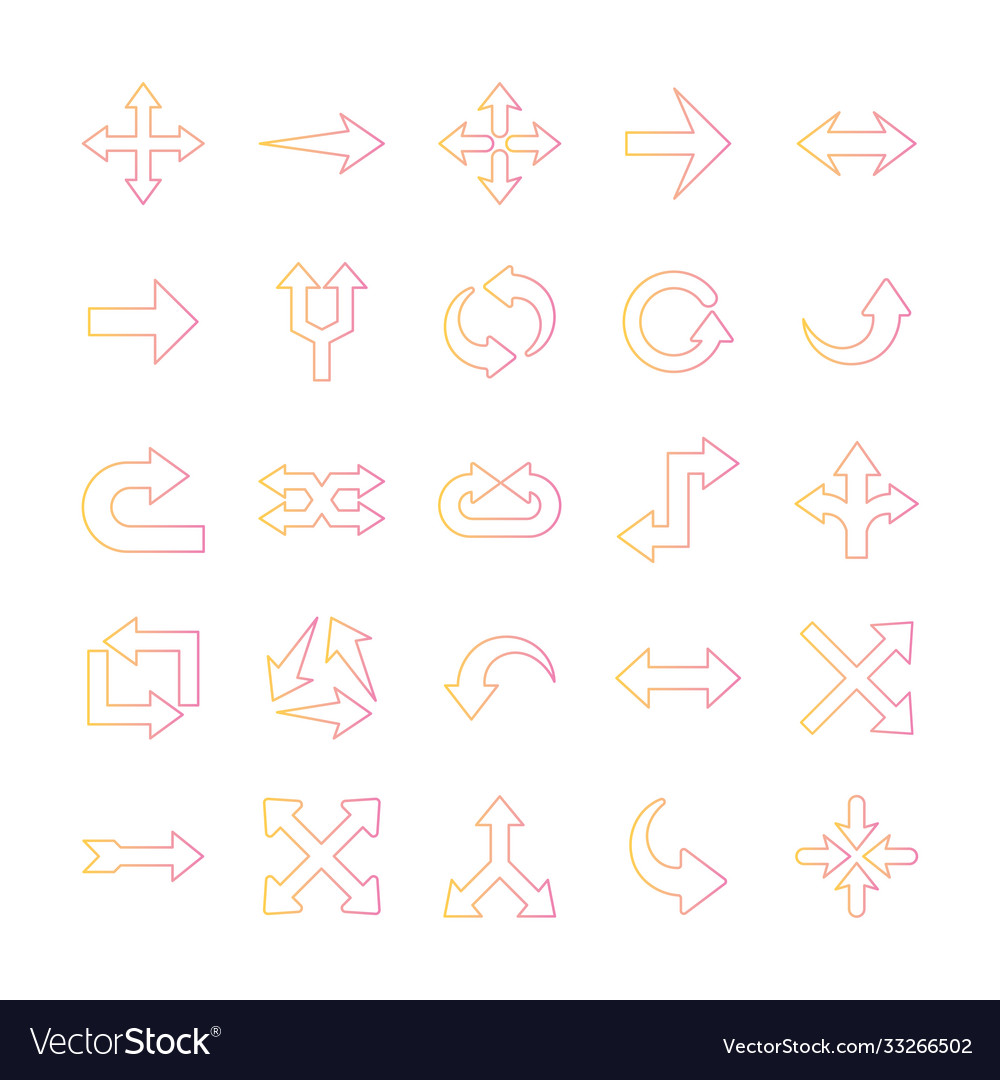 Arrows gradient style icons group design