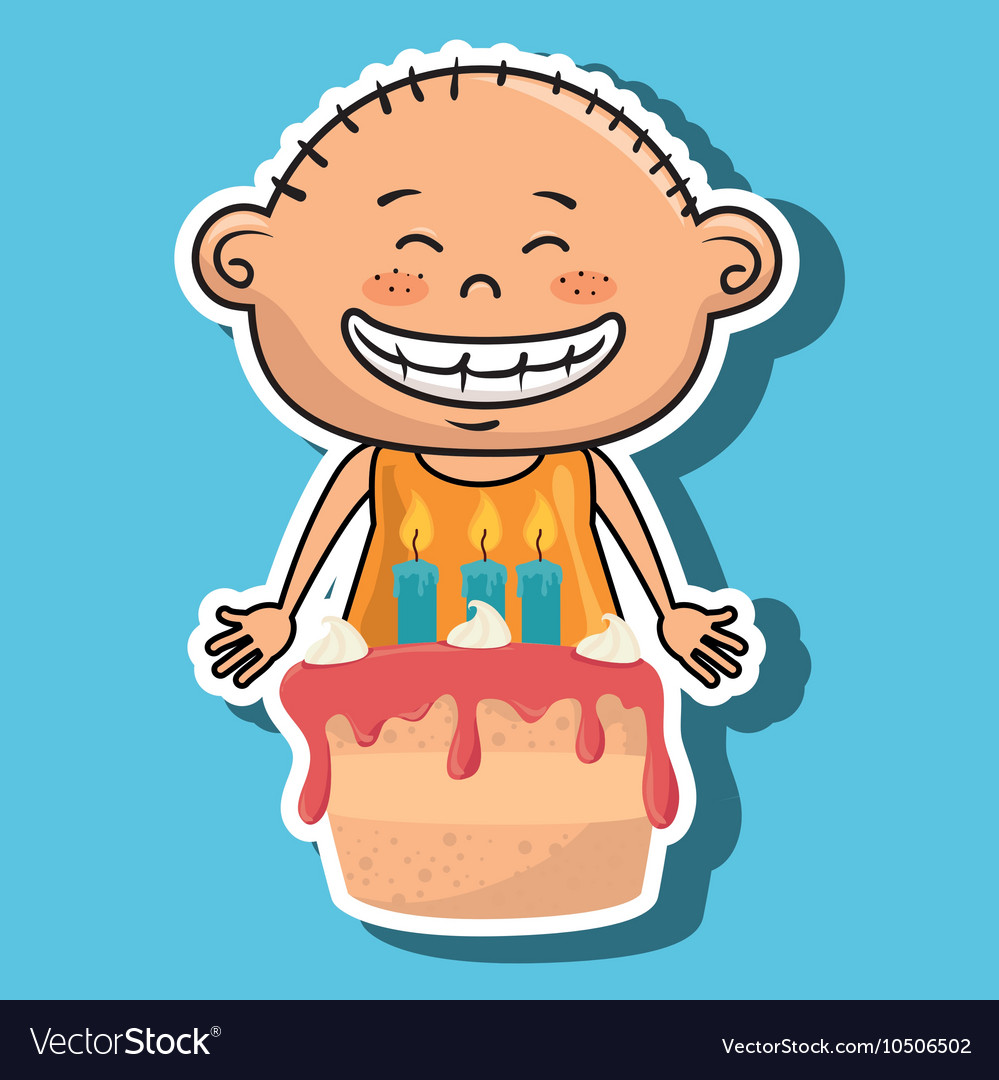 Boy cake candles dessert Royalty Free Vector Image