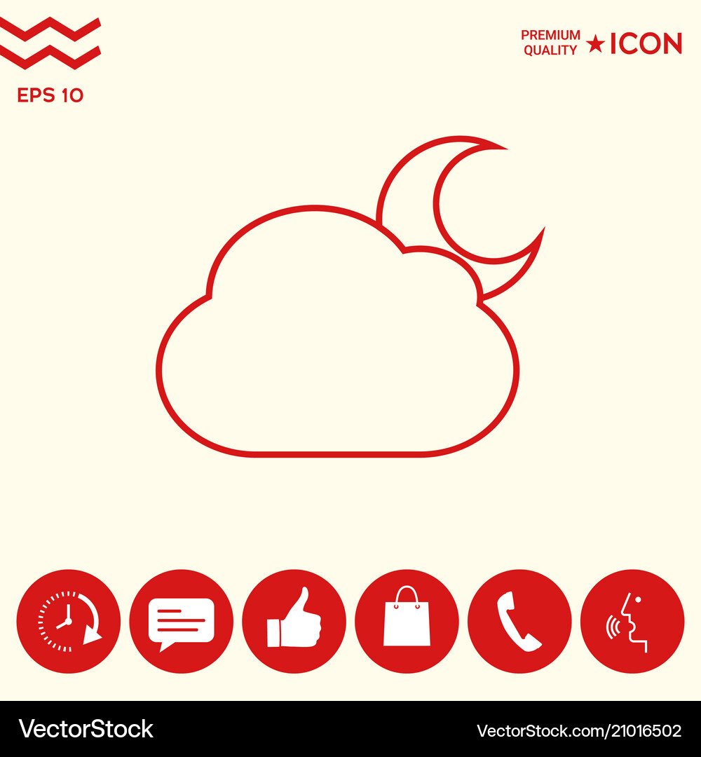 Cloud moon line icon Royalty Free Vector Image