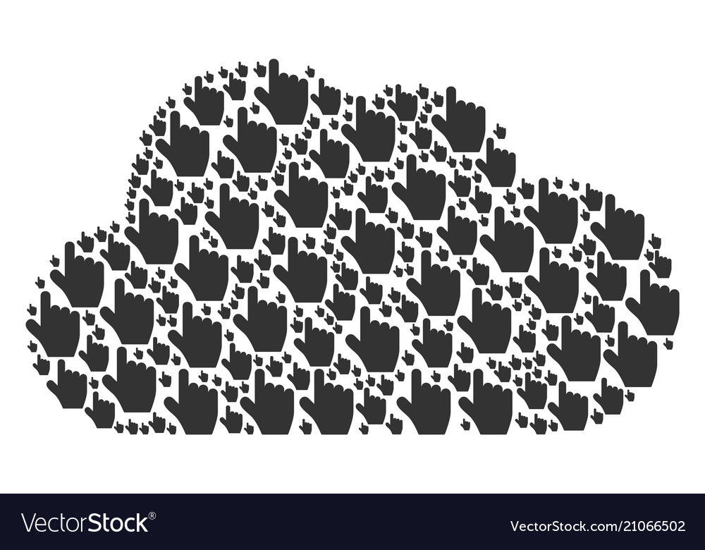 Cloud mosaic of pointer finger icons vector image Cloud mosaic of pointer finger icons