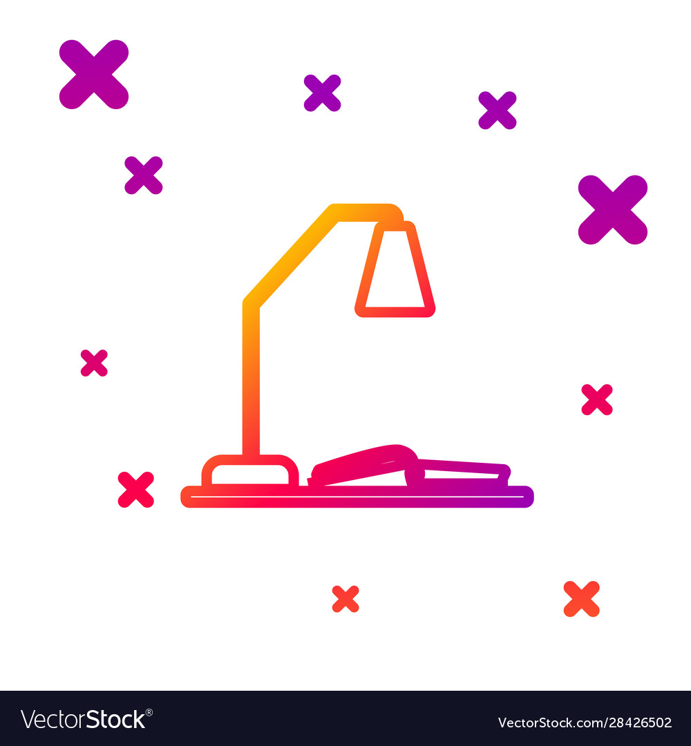 Color line workplace with table lamp and open book vector image Color line workplace with table lamp and open book