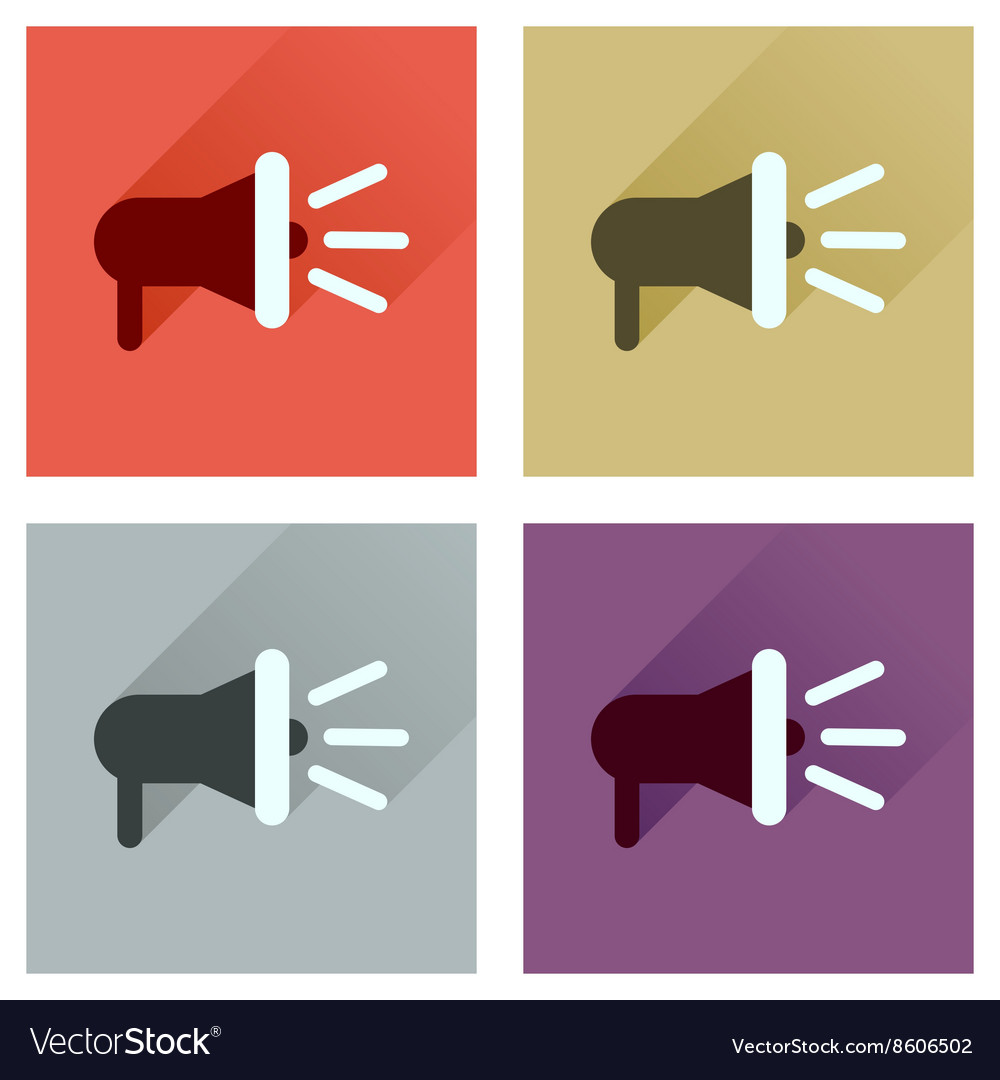 Concept of flat icons with long shadow loudspeaker