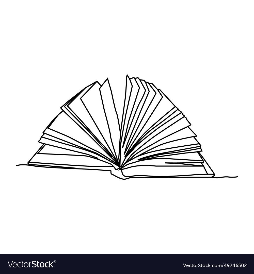 Continuos line drawing open book page design