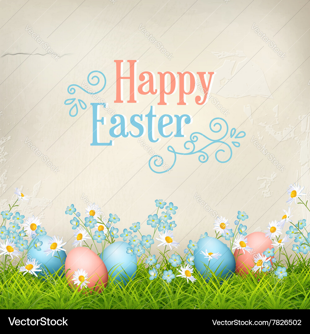 Easter Grass with Eggs Royalty Free Vector Image