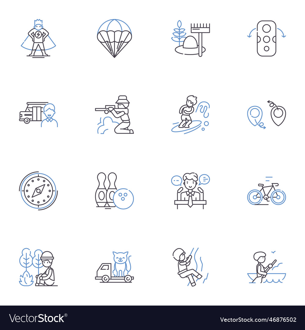 Extreme sports line icons collection adrenaline