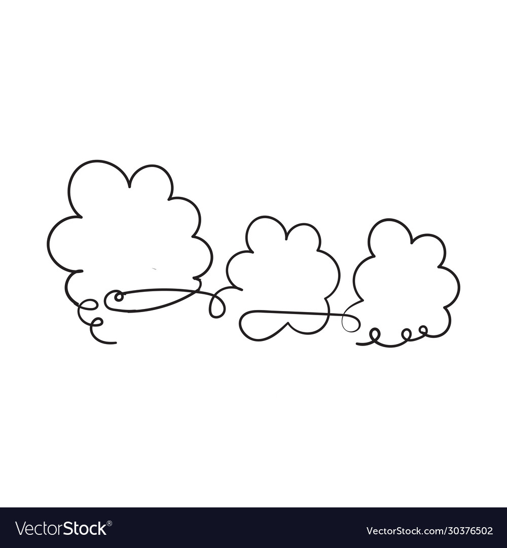 Hand drawn continuous line drawing cloudsdoodle