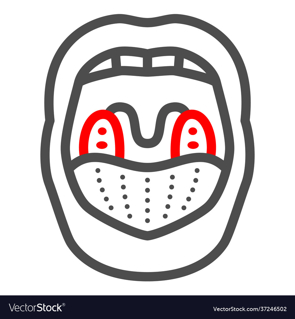Inflammation tonsils line icon human diseases Vector Image Inflammation tonsils line icon human diseases
