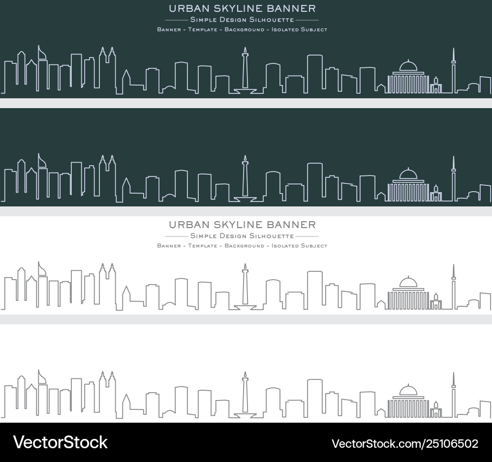 Jakarta Single Line Skyline Banner Royalty Free Vector Image