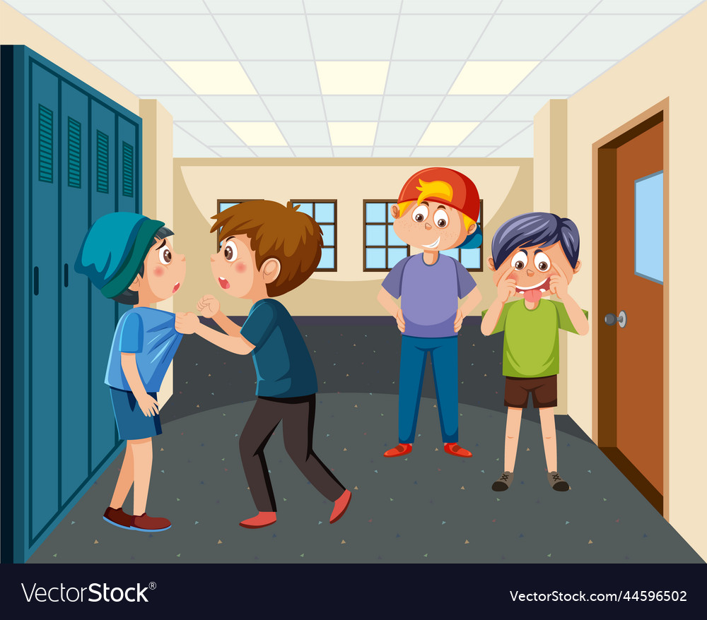 Kids bullying their friend at school Royalty Free Vector