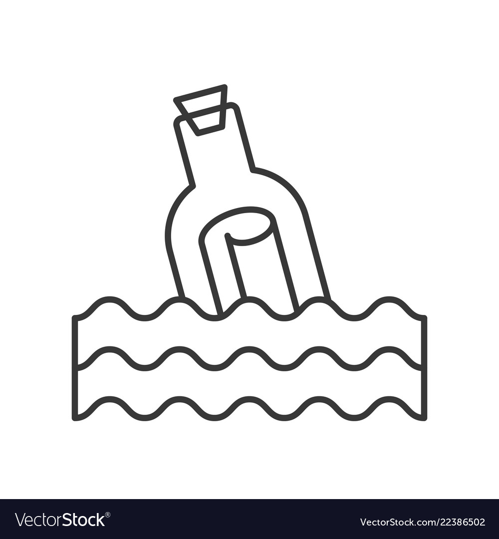 Message in a bottle outline icon on white