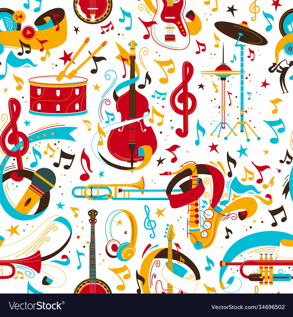 Retro Jazz Instruments Pattern