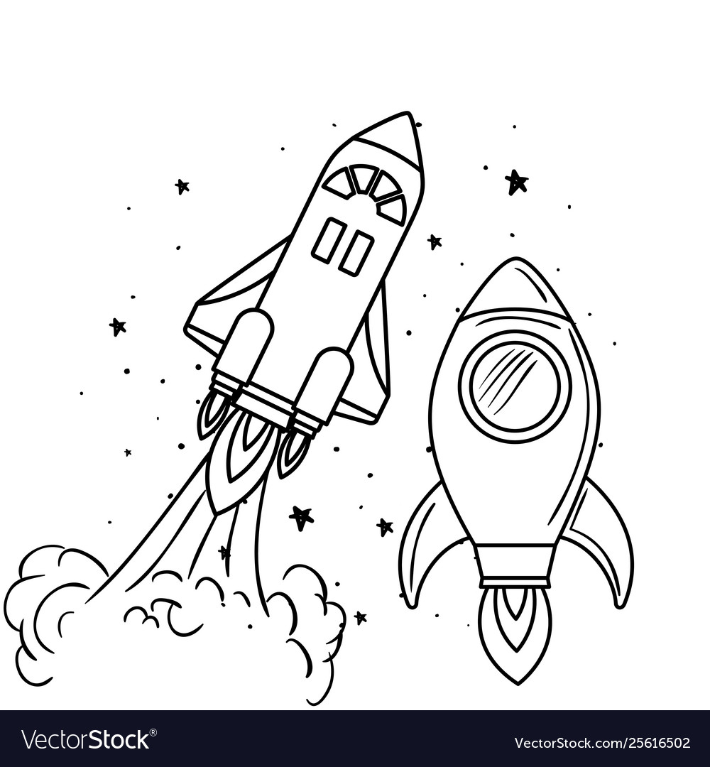 Rockets taking off in white background