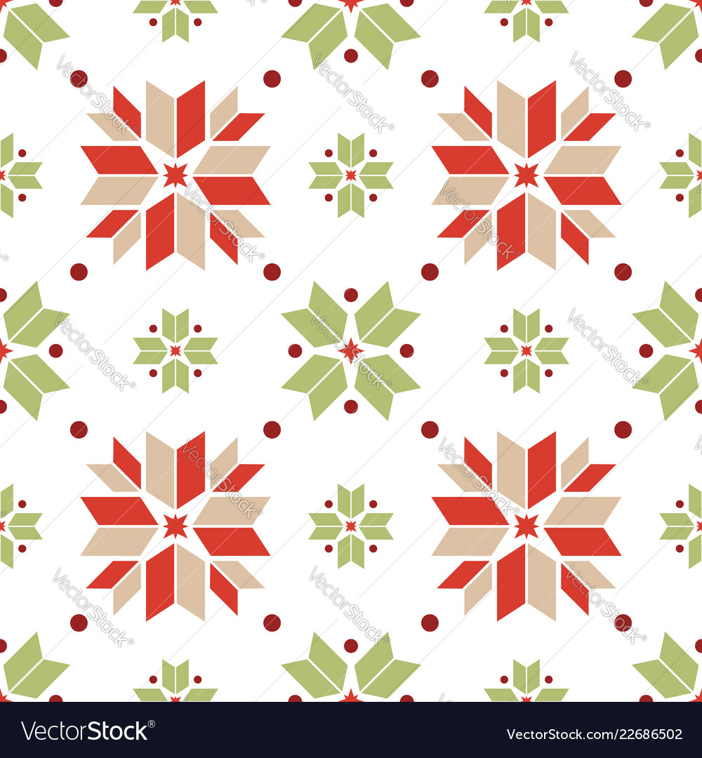 Seamless pattern of geometric snowflakes nordic