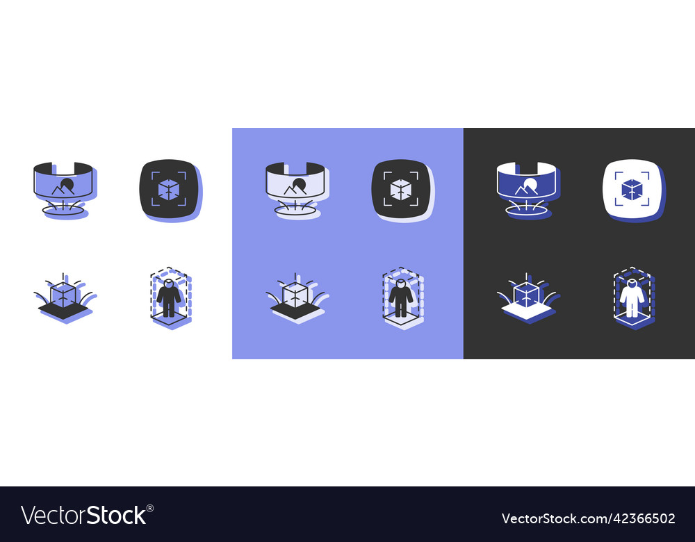 Set 3d modeling 360 degree view and icon