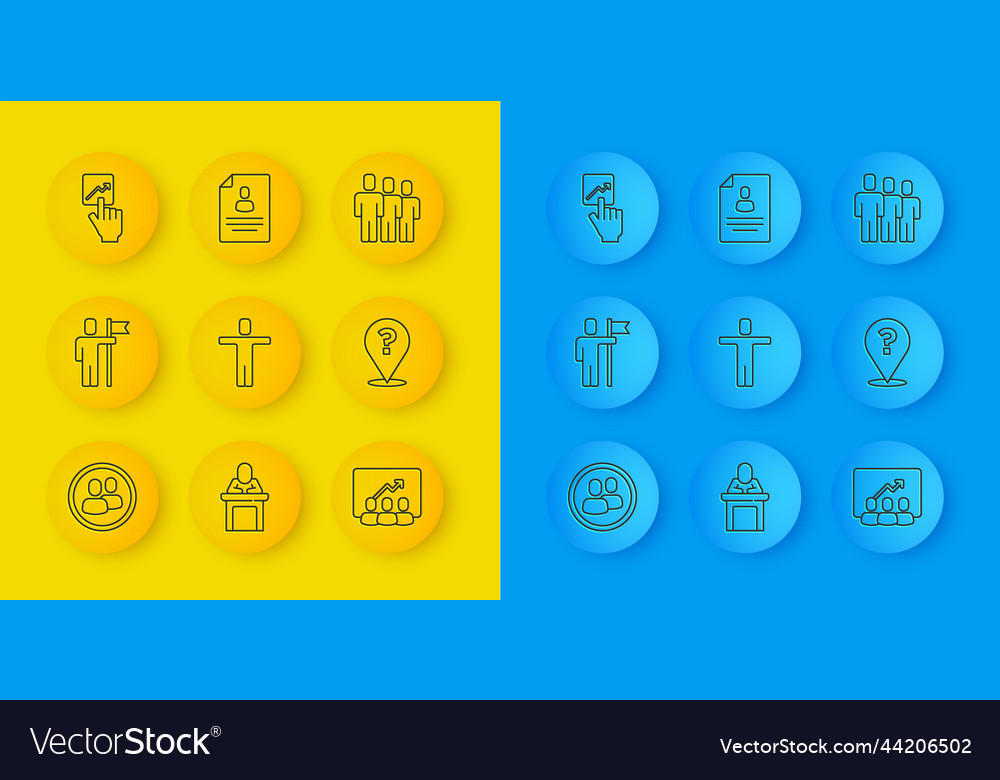 Set line project team base leader head vector image Set line project team base leader head