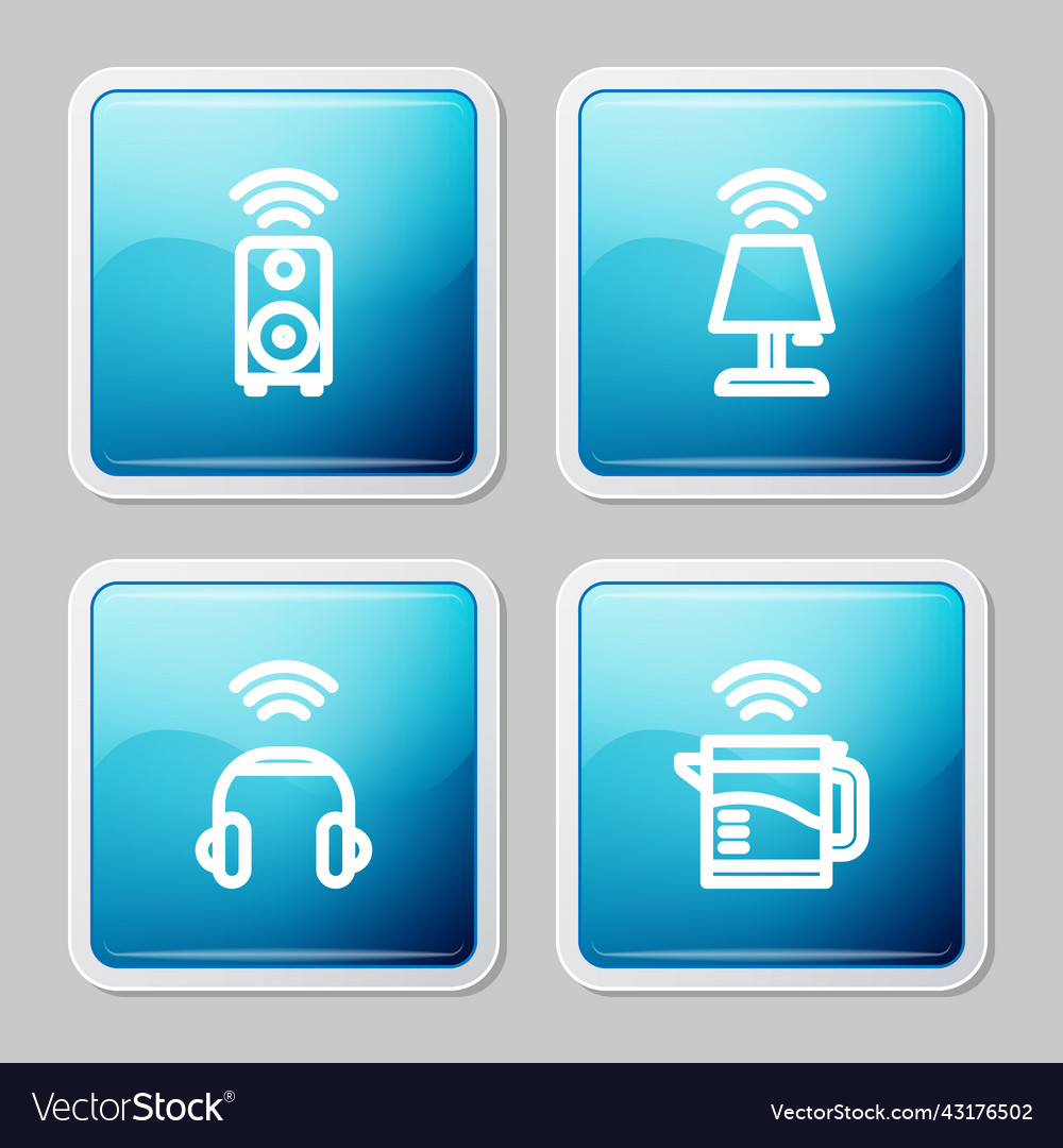 Set line smart stereo speaker table lamp vector image Set line smart stereo speaker table lamp