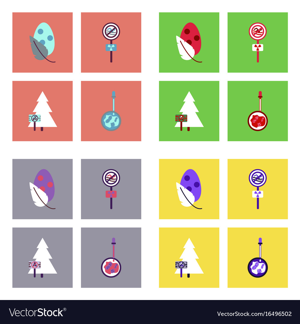 Set of modern eco system icons in flet style