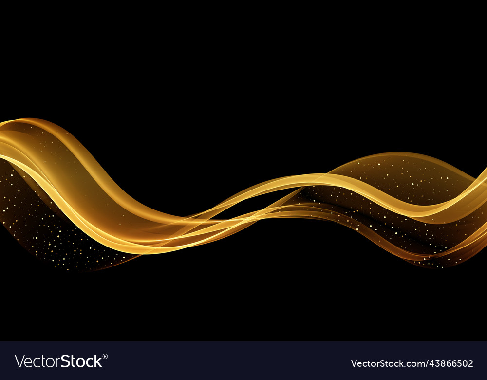 Shiny golden wave color on black background Vector Image