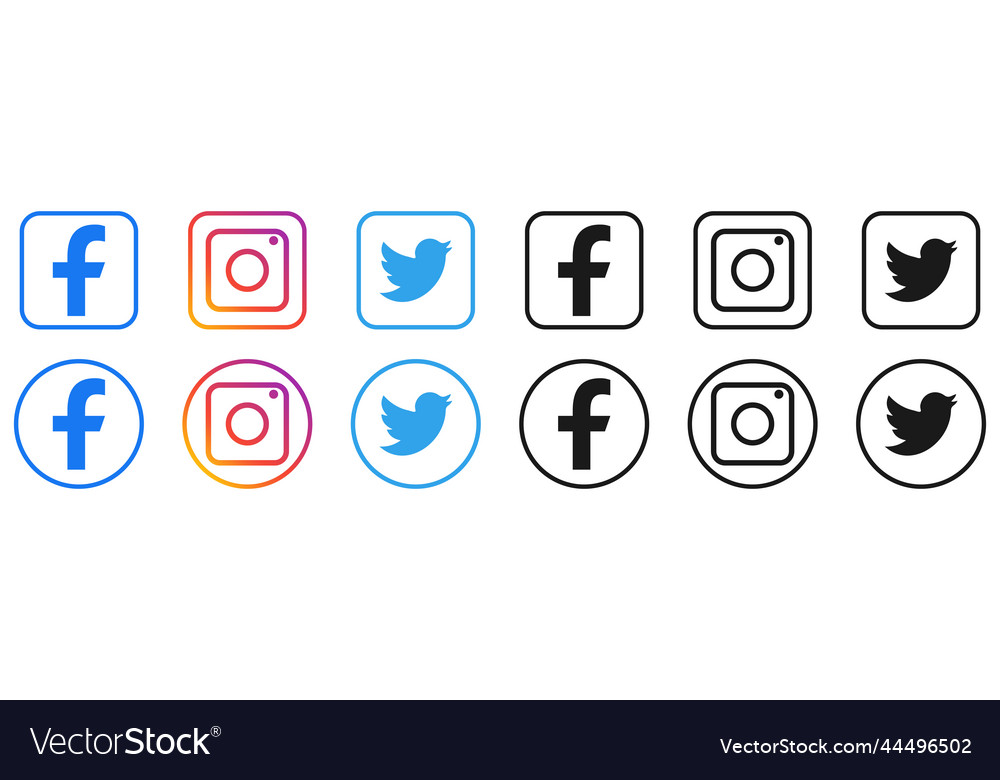 Social media line icons facebook instagram Vector Image