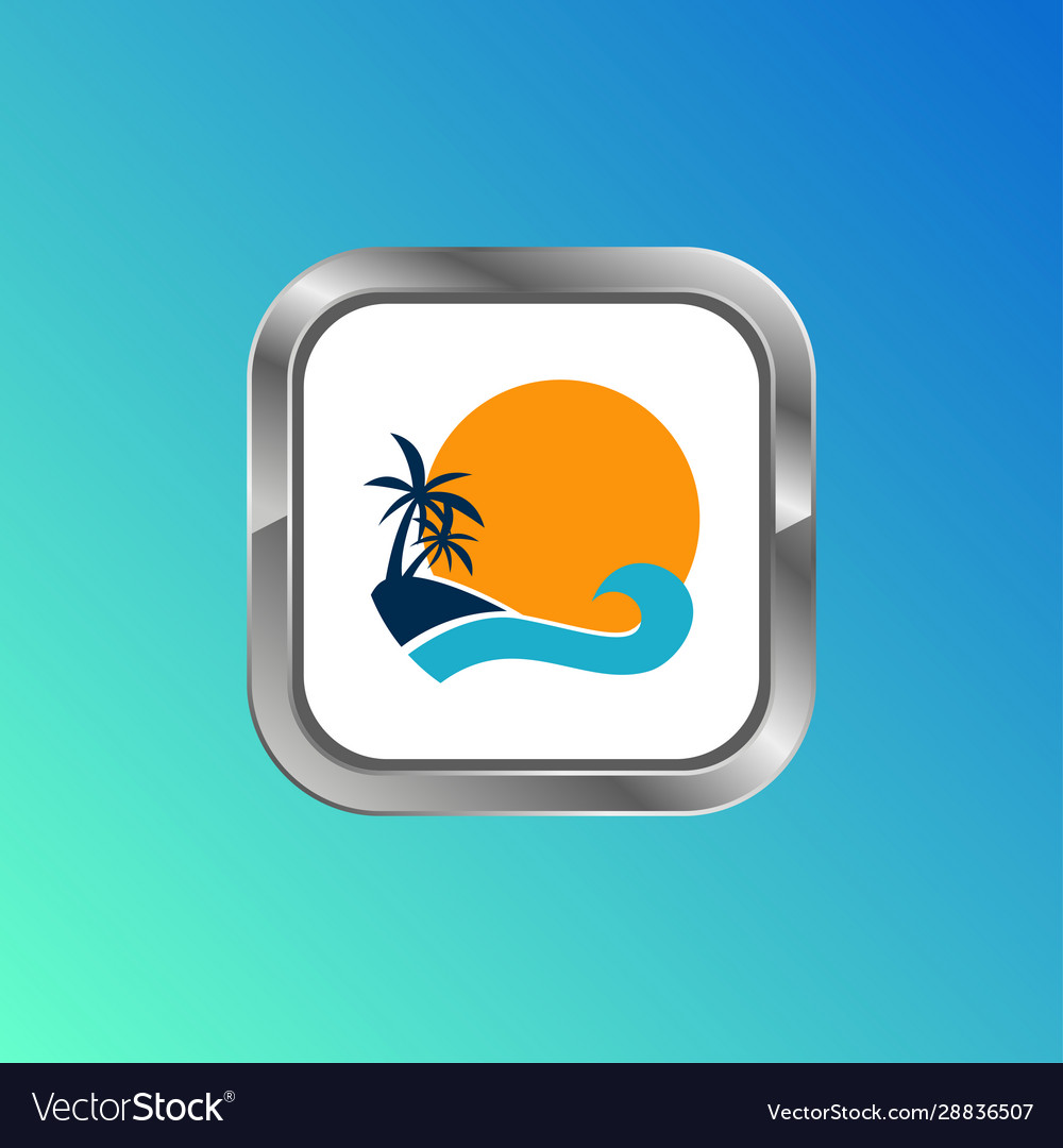 Beach icon and frame box button