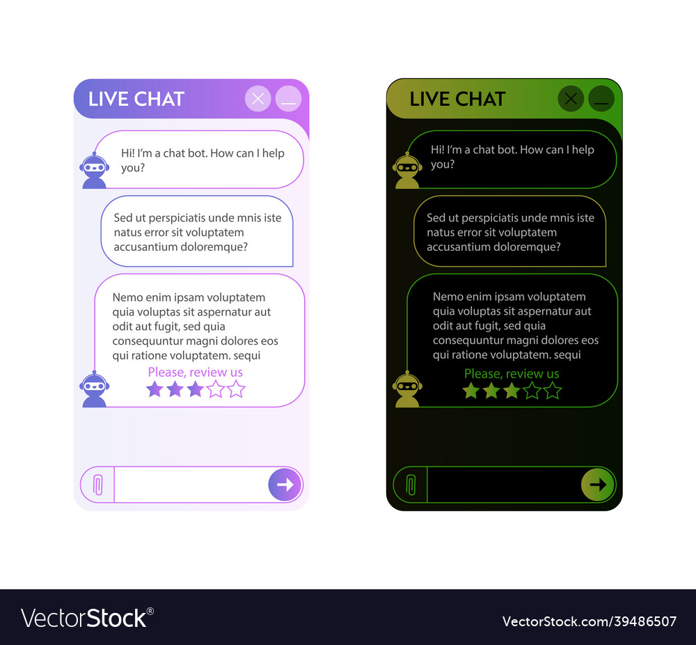 Chat bot window set vector image Chat bot window set