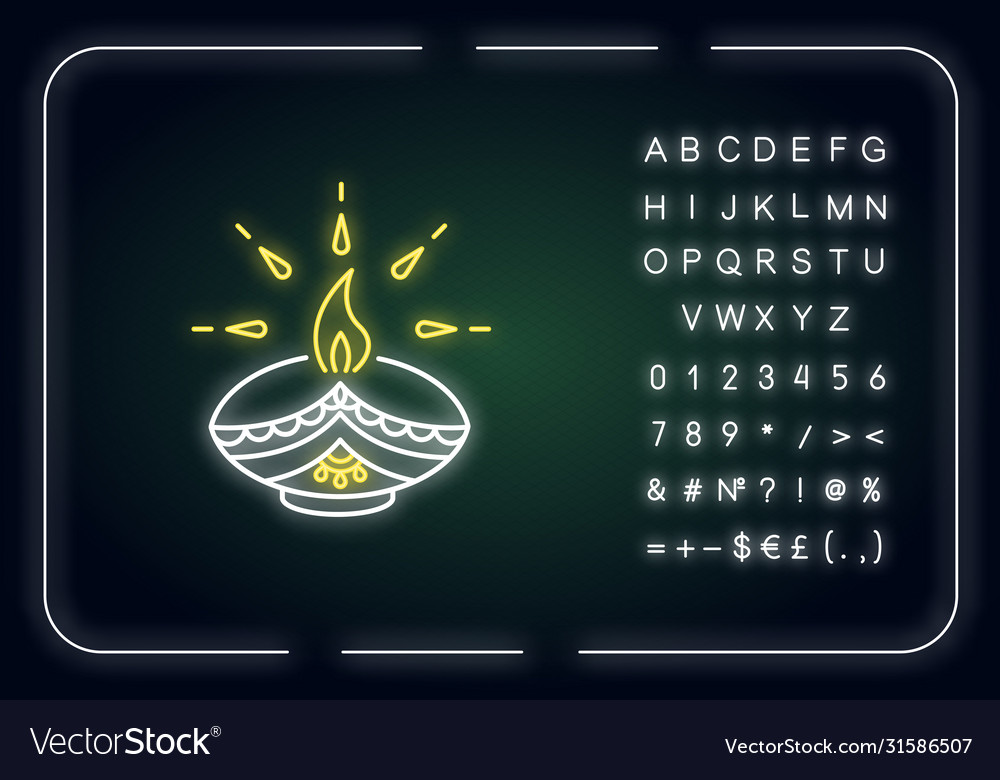 Diwali festival neon light icon vector image Diwali festival neon light icon
