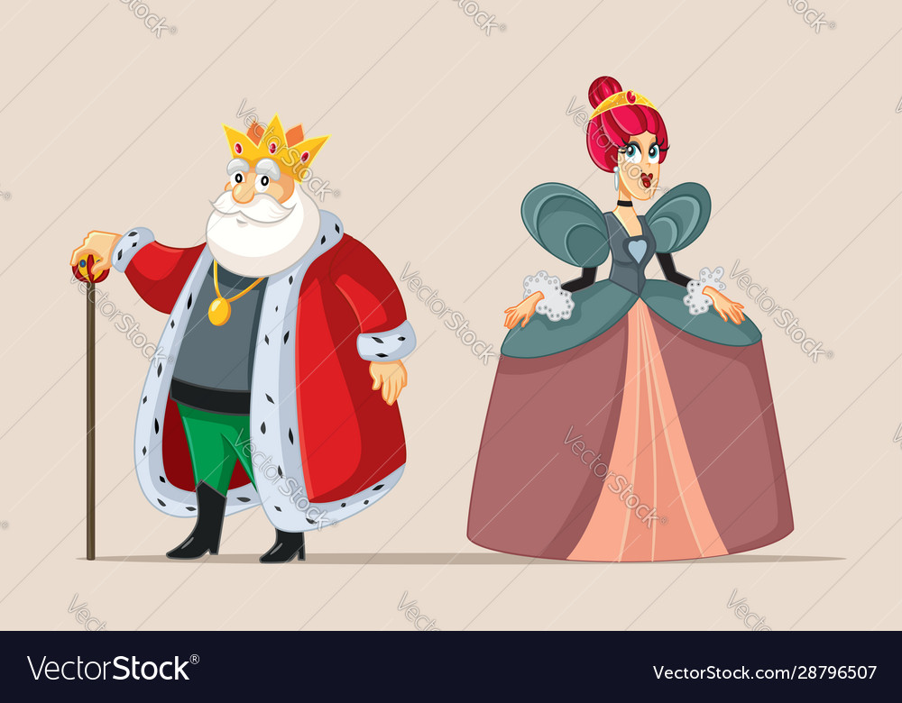 King And Queen Cartoon Royal Couple Royalty Free Vector