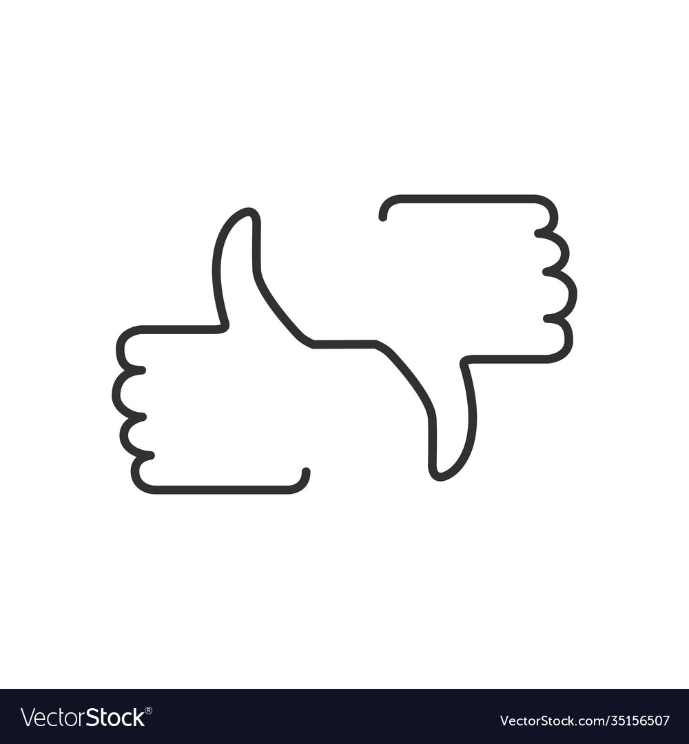 Like and dislike button thumb up down linear