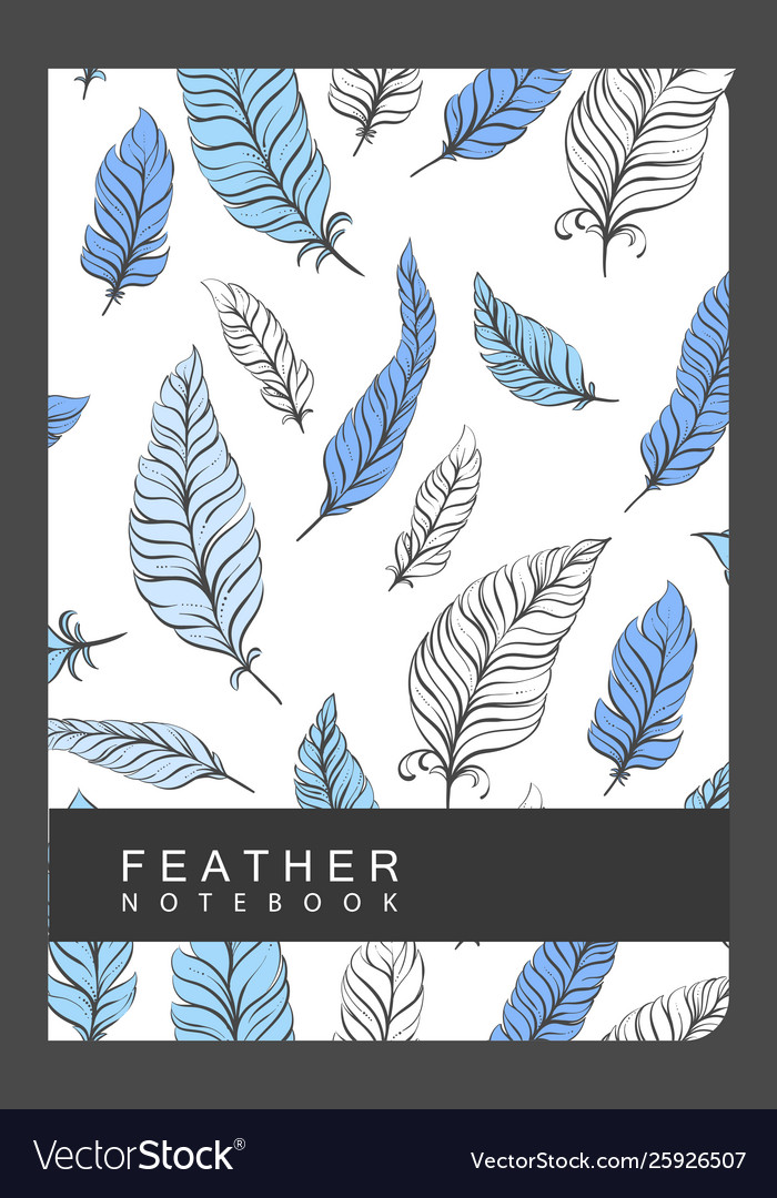 Notebook template with feathers