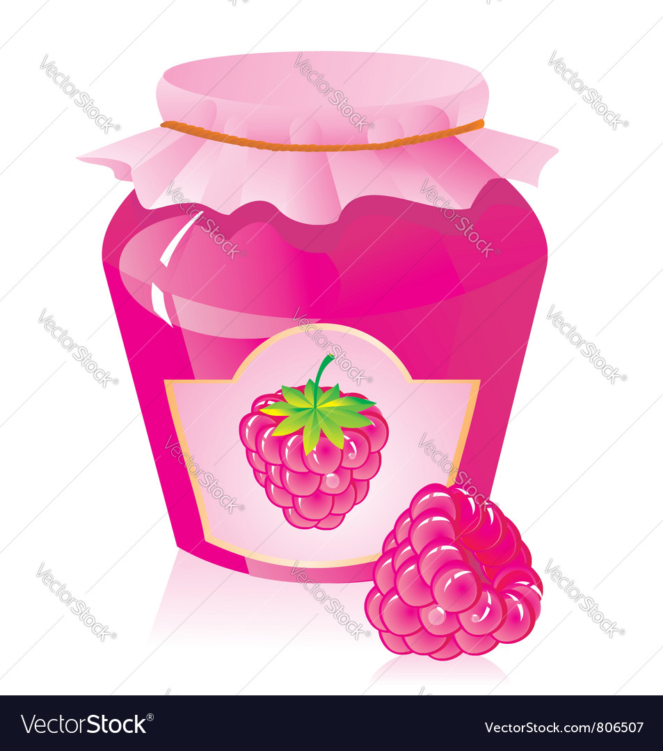 Raspberry jam and raspberries