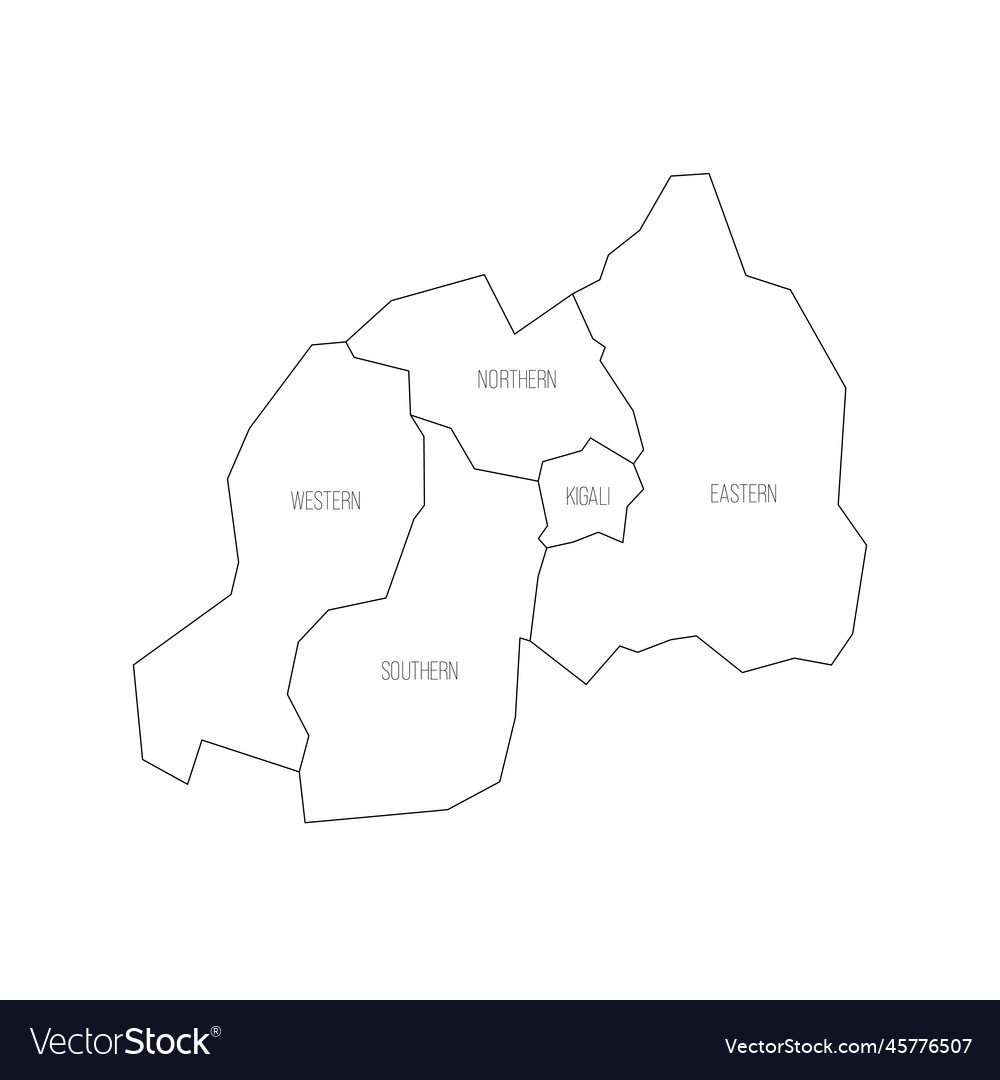Rwanda political map of administrative divisions vector image Rwanda political map of administrative divisions