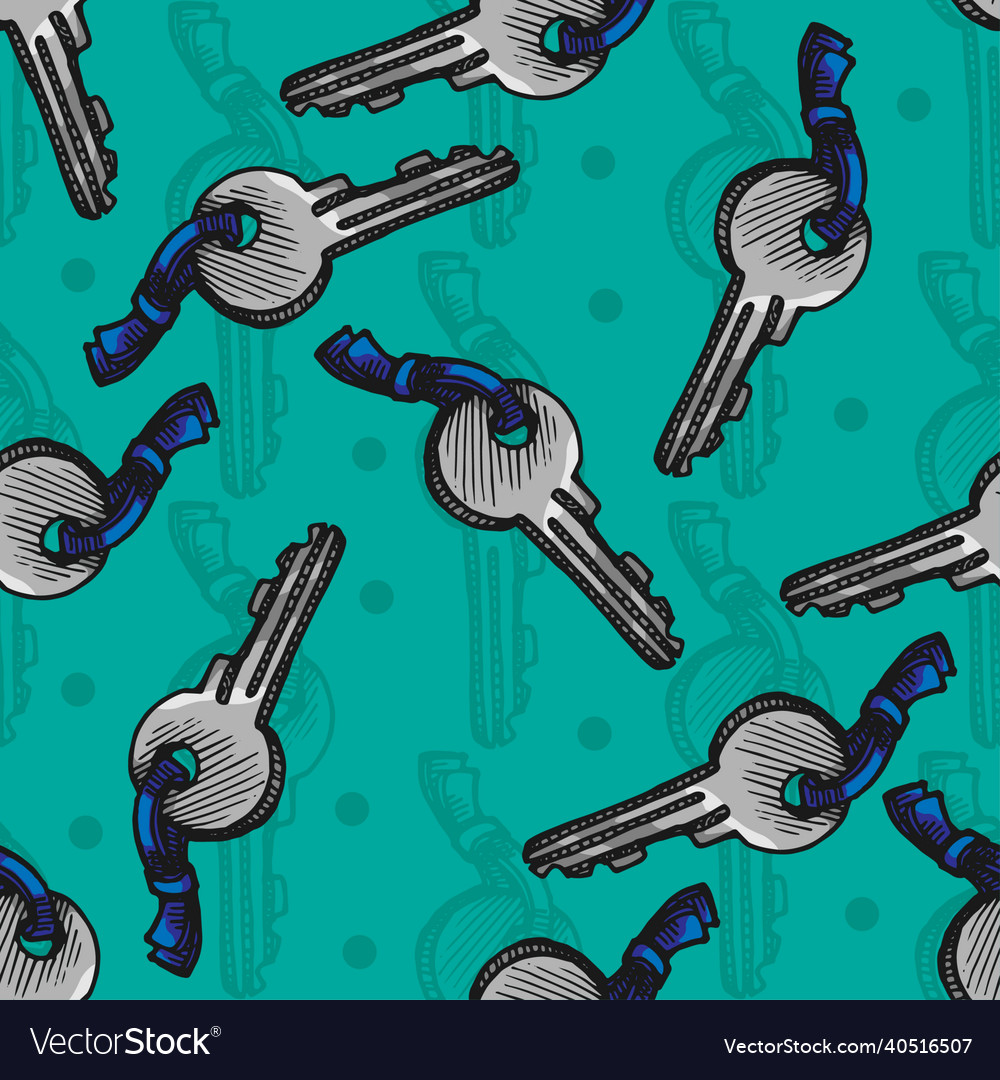 Seamless pattern of keys hand drawn vector image Seamless pattern of keys hand drawn