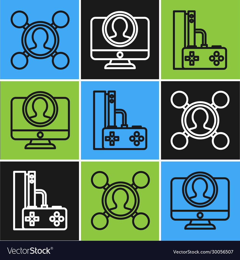 Set line share game console with joystick vector image Set line share game console with joystick