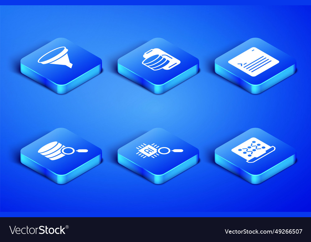Set neural network funnel filter processor cpu vector image Set neural network funnel filter processor cpu