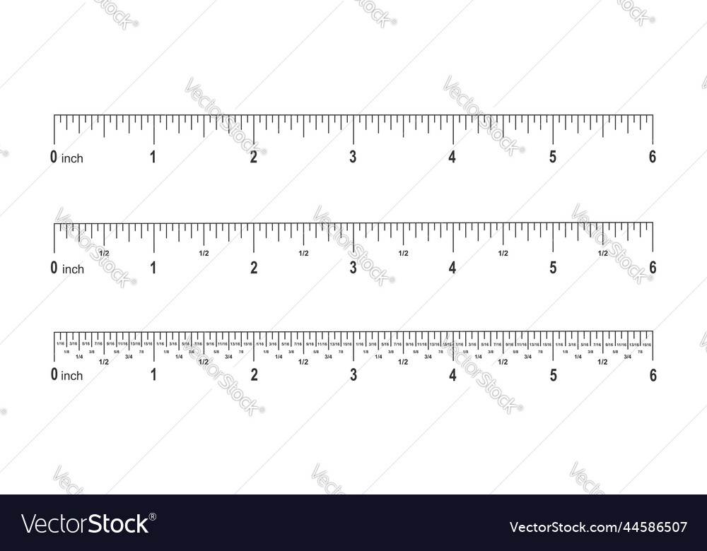 Set of 6 inches scale for ruler with markup