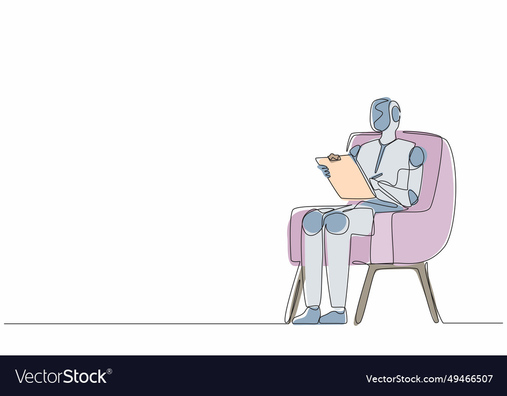 Single continuous line drawing robots sitting