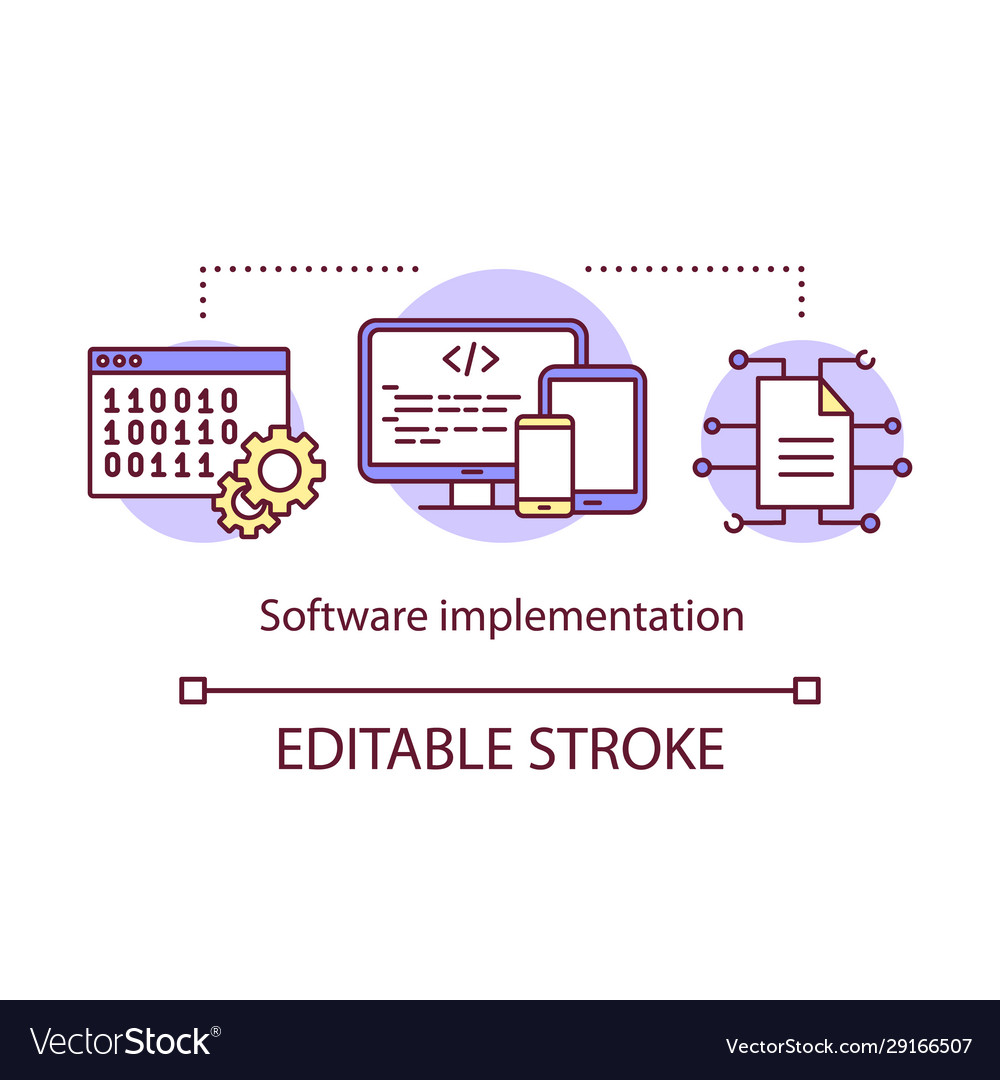 Software Implementierung Konzept Icon Computer vector image Software Implementierung Konzept Icon Computer